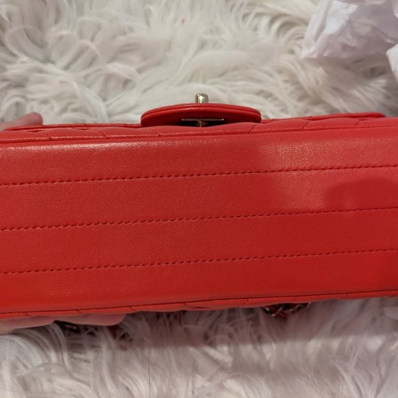 Chanel red mini rectagular lambskin chevron flap - Picture 7 of 10